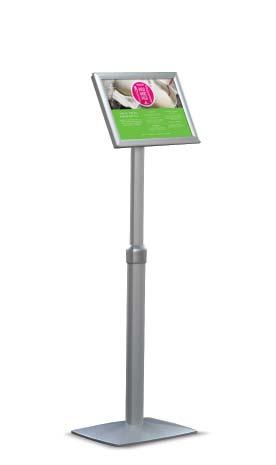 62 Free Standing Flexible Menu Board Tato funkční volně stojící tabule má zaklapávací rám pro rychlou změnu grafiky a nastavitelnou výšku, náklon a orientaci.