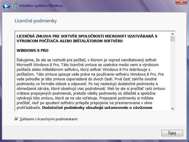 Možnosti Vyberte možnosť Vlastná: Len inštalácia systému Windows