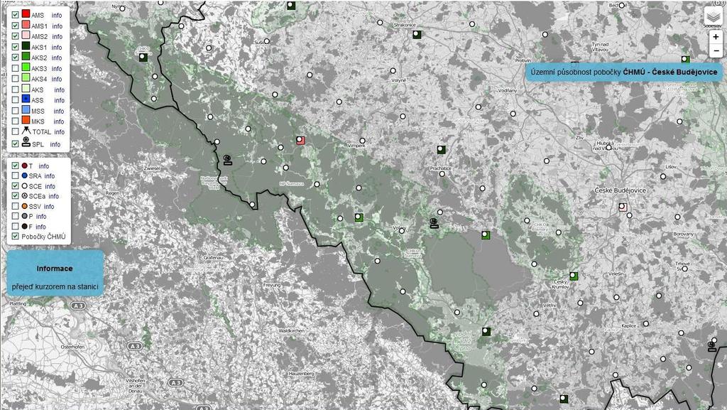 Měření výšky sněhové pokrývky (SCE) a vodní hodnoty sněhu (SVH) v pramenných oblastech Šumavy Síť stanic ČHMÚ