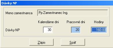 Po zápise sa v poli hodiny budú zobrazovať pracovné hodiny. Toto zobrazenie má pomôcť pri kontrole mesačného fondu prac. času.