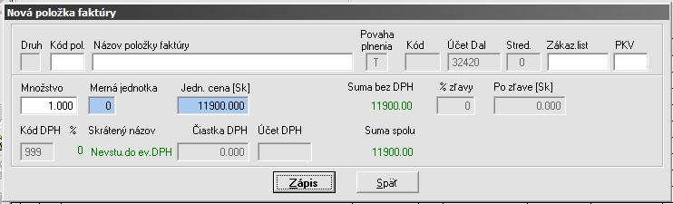 - program automaticky doplní do poľa Daňový doklad N - Účet MáDať je účtom prijatých preddavkov (324) - Účet Dal sa nevypĺňa Od verzie 2.03.