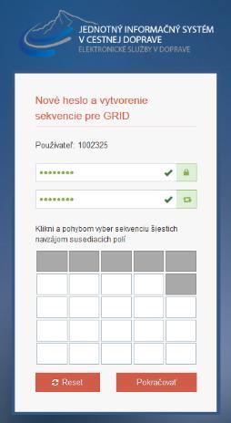 Obr. 2 Nastavenie hesla a sekvencie GRID 3.