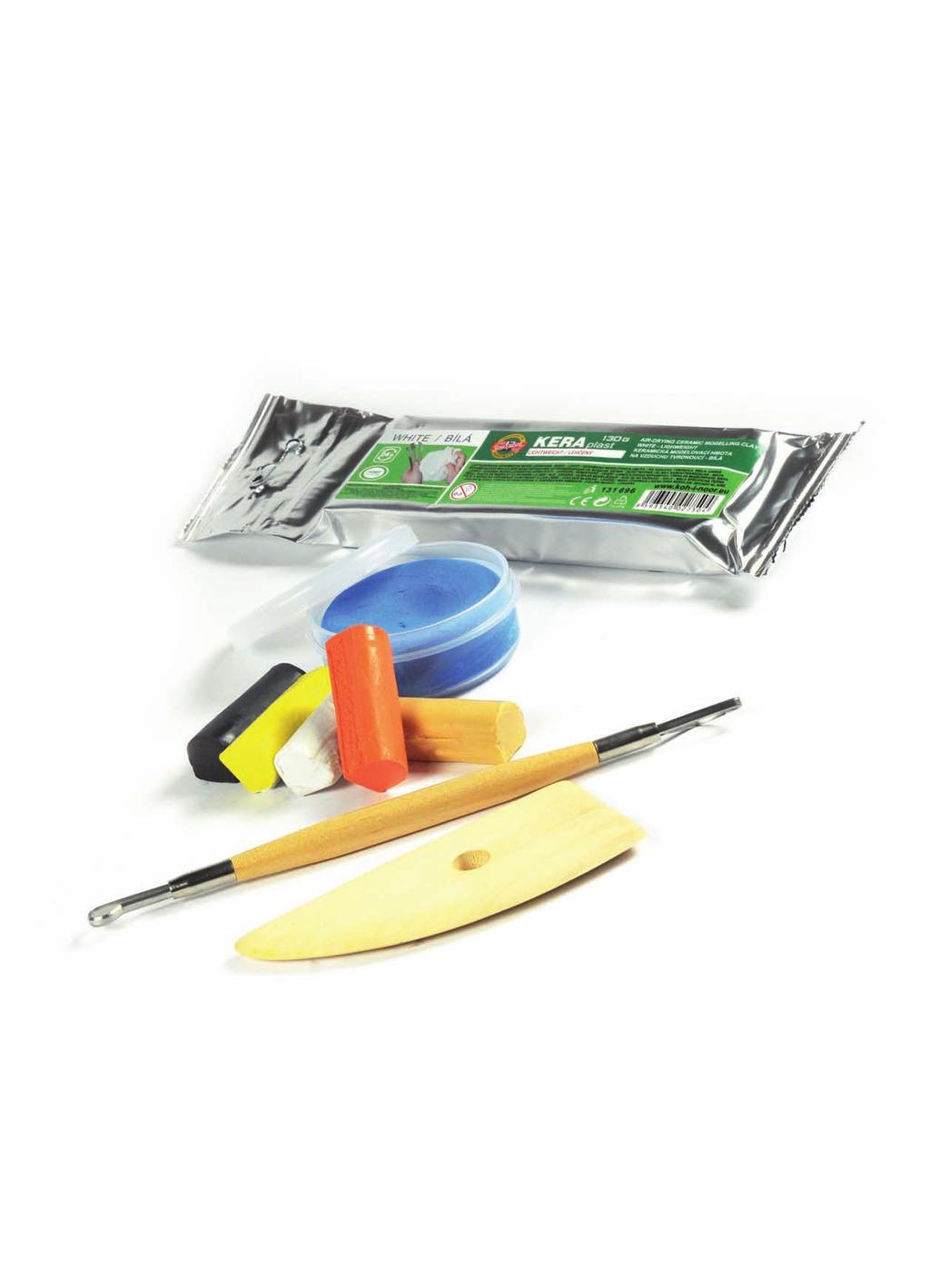 Modelling clays, modelling tools and decorative lacquers Modelliermassen, Spachteln und