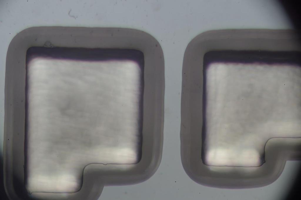 Obr. 35 Neúplně podleptaný mikromůstek šířky 50 µm.