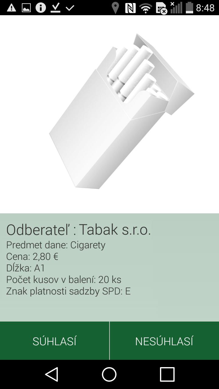 S t r a n a 10 V prípade spotrebiteľského balenia cigariet sa na obrazovke zobrazí