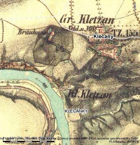 Hillfort Klecany, 6 ha Lynchet 1 house The red arrow 1 the burial ground Nr.