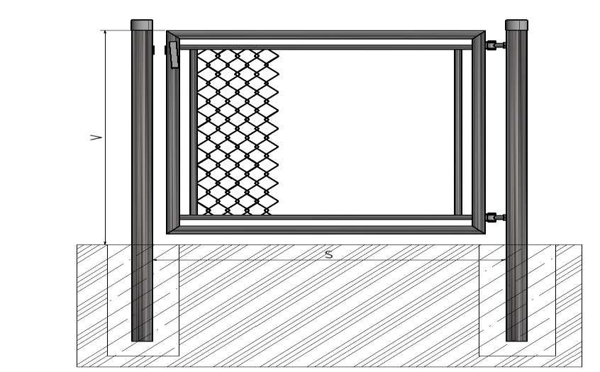 BRÁNKY JEDNOKRÍDLOVÉ ZÁHRADNÉ (BJZ) Stĺpiky Rám brány Výplň Povrchová úprava Trubka ø 60mm x 2,00mm Trubka ø 38mm x 1,50mm Štvorhranné pletivo poplastované, veľkosť oka 50mm ZN + PVC (RAL6005) BJZ