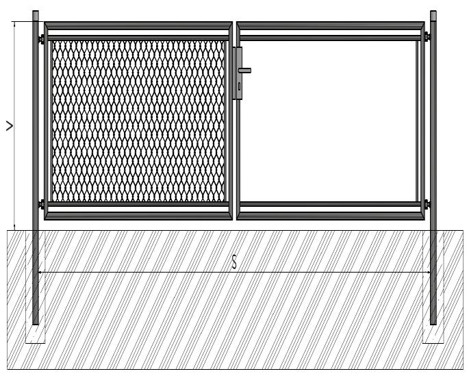 BRÁNY DVOJKRÍDLOVÉ ZÁHRADNÉ (BDZ) Stĺpiky Rám brány Výplň Povrchová úprava Trubka ø 60mm x 2,00mm Trubka ø 38mm x 1,50mm Štvorhranné pletivo poplastované, veľkosť oka 50mm ZN + PVC (RAL6005) BDZ bez