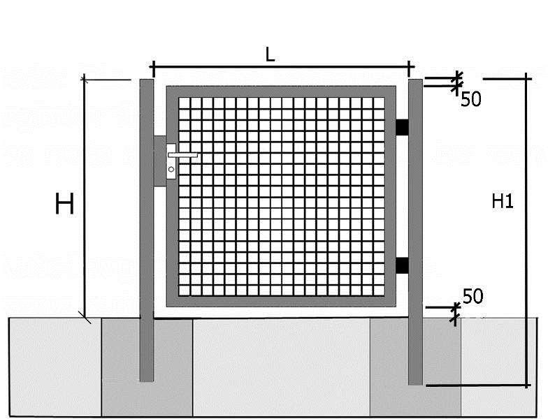 BRÁNKA JEDNOKRÍDLOVÁ (BJ) = Rám brány: profil JAKL 40 x 40mm = Stĺpik: profil JAKL podľa typu brány (60 x 60mm, 80 x 80mm) = Výplň: