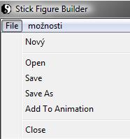 3. Uloženie nami vytvorenej figúrky cez tlačidlo Save as. Nové figúrky treba ukladať do C:/Program Files/Pivot Stickfigure Animator a vytvoriť si tam nový priečinok na vlastné figúrky.