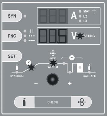 Adjust the required value of the start time of the wire speed shift with a potentiometer within the range of 0-5 sec. Adjustment of the approaching wire speed shift!attention!