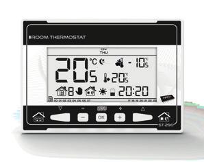 podsvícení 675 Kč DRÁTOVÝ POKOJOVÝ TERMOSTAT CS-290 v3 Funkce: regulace pokojové teploty, týdenní program, ruční režim, režim den/noc, funkce Optimum Start, funkce topení / chlazení, dočasné