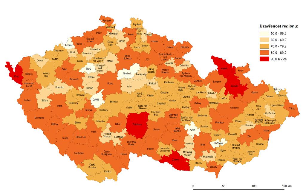 celém území regionu (nejvíce jich je pochopitelně v centrech), nabídka středoškolského vzdělávání je lokalizována téměř výhradně do velkých měst středisek regionu.