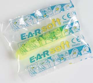 Tapered very soft foam earplugs with smooth surface and stay-together