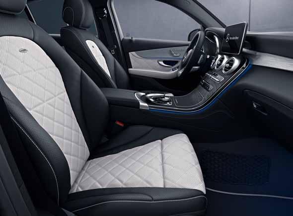 66 designo. Ať už si vyberete elegantní černou barvu nebo dvoubarevné provedení bílá platinum pearl/černá, přeměníte interiér GLC nebo GLC kupé ve fascinující a exkluzivní místo.