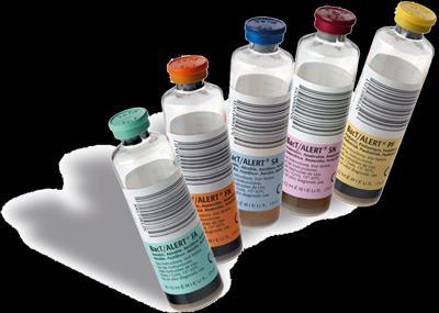 Obrázek č. 2 : Hemokultivační lahvičky systému BactAlert (foto výrobce) Krev se nejčastěji inokuluje do lahvičky typu FA nebo FA Plus a FN nebo FN Plus.