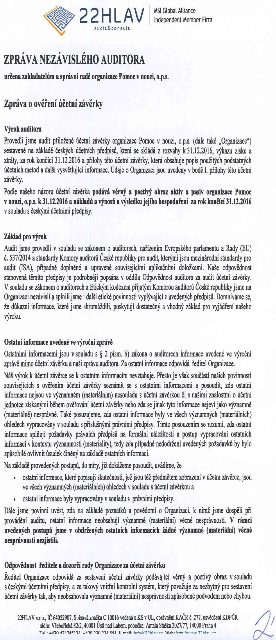 Výrok auditora V Sokolově