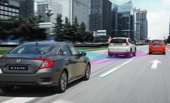 Honda SENSING neboli pokročilý systém podpory řízení je balíček pomocníků mezi které patří: Varování před čelní srážkou Systém pro zmírnění následků nehody Systém pro udržování v jízdním pruhu