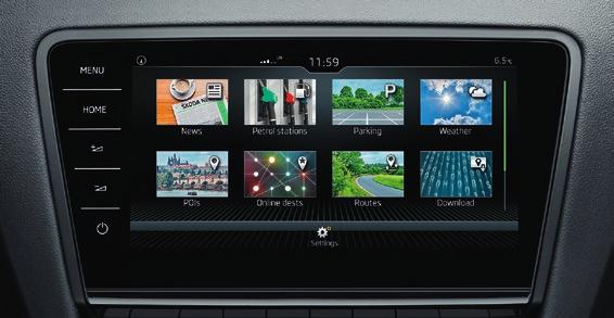 PRIPOJTE SA S FUNKCIOU ŠKODA CONNECT Buďte online a majte prístup k informáciám a pomoci na cestách vtedy, keď ich potrebujete.