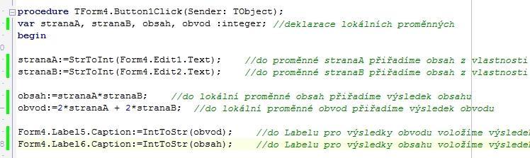 formuláře přetáhneme dvě komponenty Edit pro vstupy do programu, komponentu Button a pro popisky šest komponent Label.