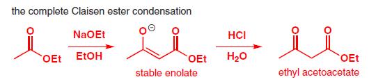 Vznik C-C vazeb, Claisenova esterová kondenzace reagují dvě molekuly esteru za přítomnosti alkoxidu a tvorby -keto esteru na rozdíl od aldolové reakce, která je bazicky