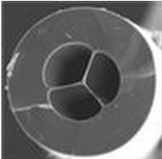 rozmístěné podél jádra. Tak jako vzory, jsou i samotné mikrostruktury vyráběny v široké škále velikostí (jednotky až desítky µm) a tvarů (trojúhelníkové, eliptické, čtvercové atd.). Index lomu vlákna lze upravovat dopováním oxidu křemičitého.