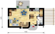 Užitková plocha podkroví 53,5 m² Výška hřebene
