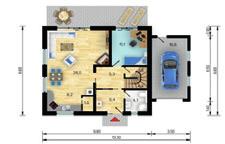 Užitková plocha podkroví 64,5 m² Výška hřebene