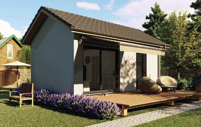 Moderní a úsporné řešení vašeho bydlení Mobilní dům CORINNE sedlová střecha, plocha 25 m 2 Dispozice 1+1 Velikost