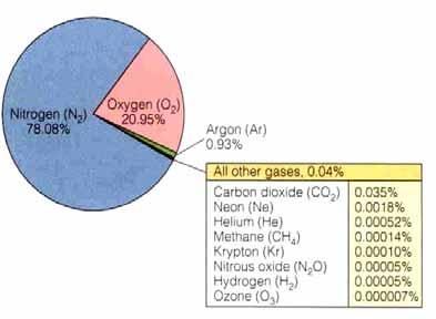 Atmosféra chemické složen ení Makrokomponenty: N 2 (78,09 %); O 2 (20,94 %); Ar (0,93 %) = 99,96 % Mikrokomponenty: CO 2