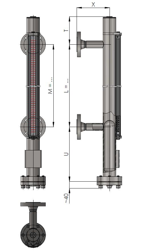 A4 L21 pro aplikace až do PN250 Teplota média Teplota okolí Jmenovitý tlak Od 196 C do +500 C Od 60 C do +85 C Od 1 do 250 bar g Hustota média 500 kg/сm 3 Vnější materiál obtokové komory a přírub