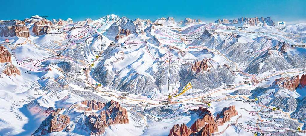 Dolomiti Superski Belvedere / Col Rodella 34,6 4,4 89 11 39 Ciampac / Buffaure 4,3 14 24,5 2,2 79 7 31 Ciampedié 1 1 6 63 31 5 16 Passo Costalunga 3,9 1 14,9 37 21,2 53 4 Passo Fedaia 5,5 1 5,5