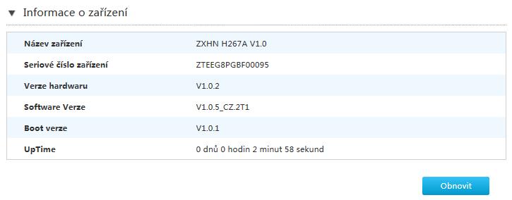 Obrázek 7 Hlavní stránka 9. Zkontrolujte Informace o zařízení. Vyberte Pokročilé nastavení > Informace o zařízení > Stav.