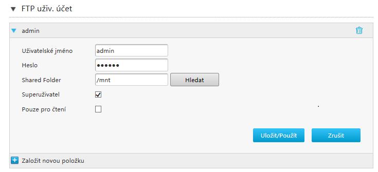 i. Na hlavní stránce přístroje ZXHN H267A vyberte Místní síť > FTP, otevře se stránka FTP uživ. účet, viz Obrázek 72. Obrázek 72 FTP uživ. účet ii. Nakonfigurujte parametry.