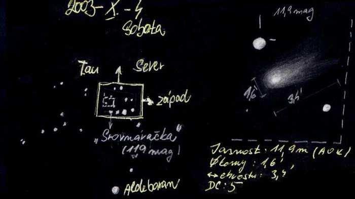 Jak už jsem se zmínil, mé první odeslané pozorování do ICQ (díky Kamilu Hornochovi) pat ilo komet C/2001 HT50 LINEAR-NEAT (4. 10. 2003).