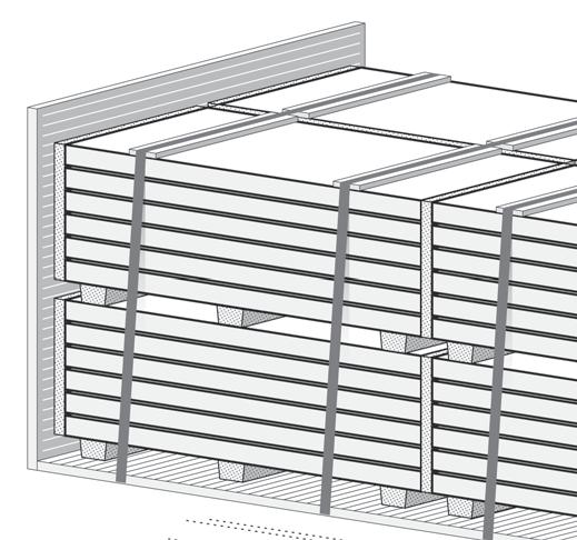 5. Pokyny pro přepravu Balení sendvičových panelů Přeprava a doručení Sendvičové panely ARPANEL jsou baleny na výrobní lince v horizontální pozici, jeden na druhém, řádně zajištěné.