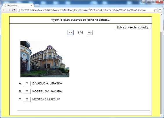 8.3 Ukázky modulů JQuiz, JClose, JCross s obrázky Ukázky modulu JQuiz s