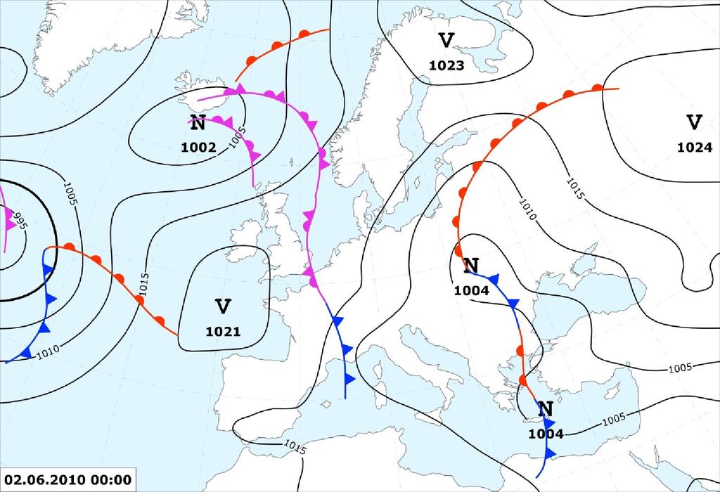 66 4.4. Povodie Dunaja 4.4.. Meteorologická situácia v júni 2 Nad strednou Európou, najmä nad východnou polovicou Slovenska, južným Poľskom a západnou Ukrajinou, sa udržiavala plytká tlaková níž, a