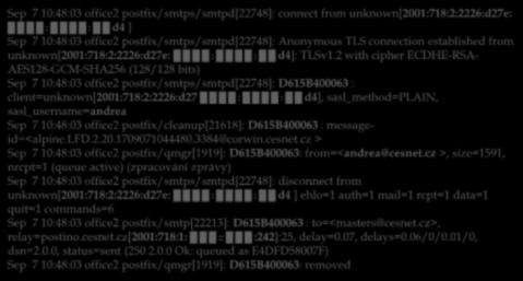 2 with cipher ECDHE-RSA- AES128-GCM-SHA256 (128/128 bits) Sep 7 10:48:03 office2 postfix/smtps/smtpd[22748]: : client=unknown[2001:718:2:2226:d27 : : d4], sasl_method=plain, sasl_username=andrea Sep