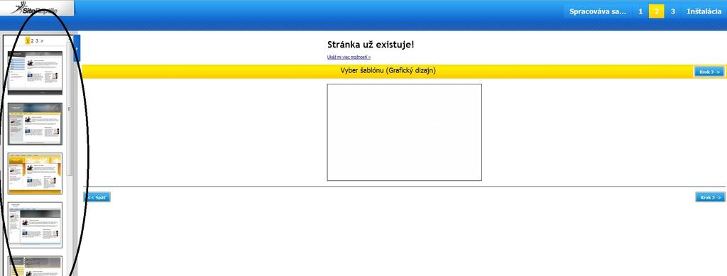 3. Výber vzhľadu stránky V ďalšom kroku si z ľavého bočného menu vyberiete dizajn zobrazenia stránky, ktorý Vám najviac vyhovuje, a to kliknutím na vybraný dizajn a