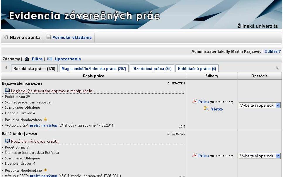 Obr. 1 Hlavná stránka systému EZP 3. Vloženie záverečnej práce do systému EZP Záverečnú prácu vkladá do systému EZP autor (študent).