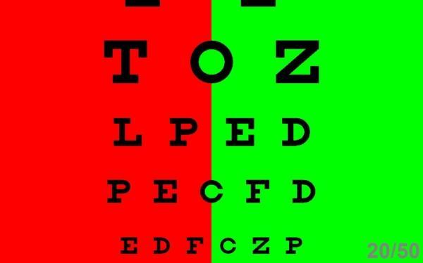 dvojbarevný test A Duochrome Test is a test commonly used to refine the final sphere in refraction, which makes use of the chromatic aberration of the eye.