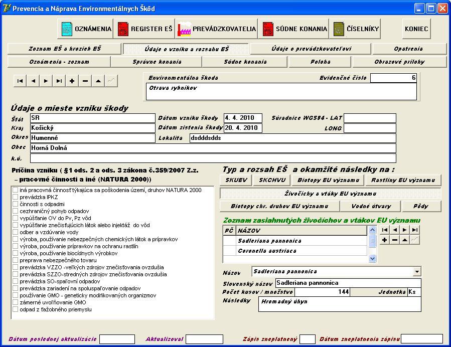 Informačný systém Register ENVIRONMENTÁLNYCH ŠKÔD