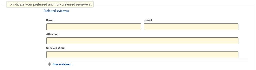 Vyžadujeme jméno a e-mail, volitelně lze doplnit Affiliation a v případě, že na Actavii nejsou vypnuté specializace recenzentů, tak i specializaci: Podobně lze autora