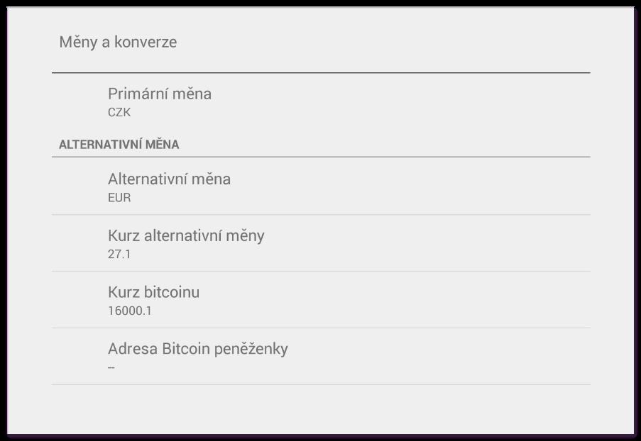 Aplikace umožňuje mimo jiné platbu Bitcoiny.