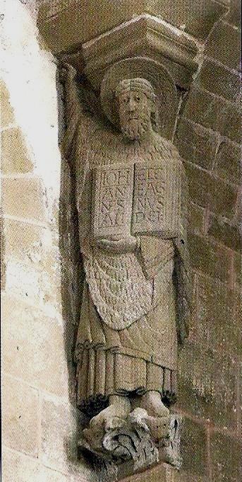 děl na Západě neobjevuje v souvislosti s Posledním soudem. 165 Obr. 40 Conques, kostel sv. Foy, severní transept, prorok Izaiáš, počátek 12. století Obr.