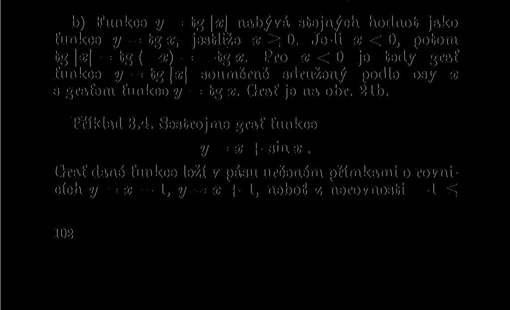 a jen tehdy, jestliže tg x = 0. V intervalech (- + kn, i 7c + kiť) je tg x < 0 a proto tg x\ = tg x.