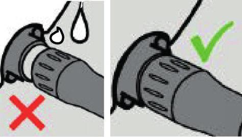 Připojte plovoucí kabel k řídicí jednotce a uzamkněte zásuvku pouze otočením kroužku ve směru hodinových ručiček (riziko poškození plovoucího kabelu) (viz obrázek, ).