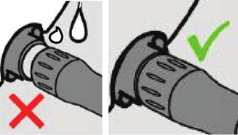Připojte plovoucí kabel k řídící jednotce a uzamkněte zásuvku pouze otočením kroužku ve směru hodinových ručiček (riziko poškození plovoucího kabelu) (viz obrázek, ).