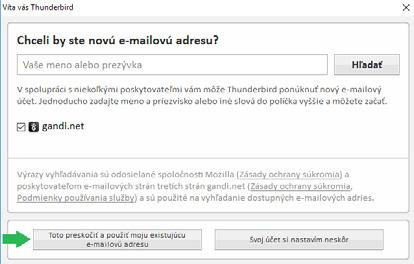 Protokol IMAP 3 Otvorte váš program Mozilla 1. Thunderbird a kliknite na položku Pošta v časti Vytvoriť nový účet.